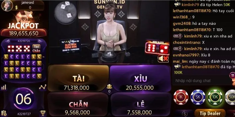 Soi cầu bệt và cầu 1-1 tài xỉu Sunwin